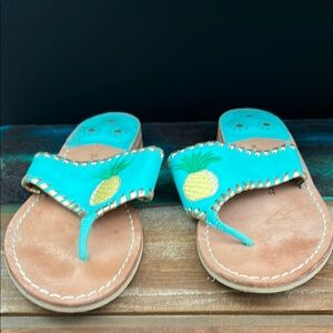 Jack Rogers Blue and Yellow Pineapple Sandals
